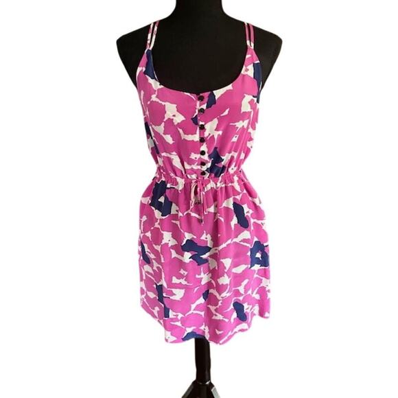 Yumi Kim Pink Abstract Print Strappy Back Mini Dress Size M - Picture 2 of 5